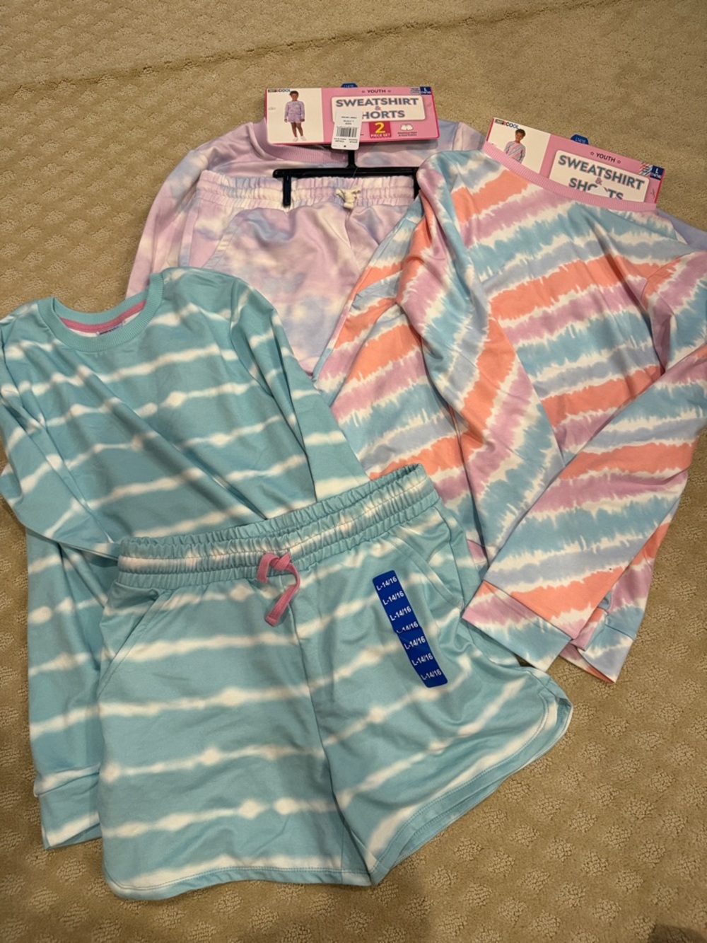 Kids 32 Cool Tie-Dye Sweatshirt & Shorts Pajama Set - set of 3 NWT